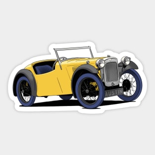 Yellow Austin 7 Vintage Car Sticker